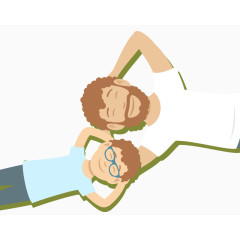 躺在草地上休息的父子矢量素材