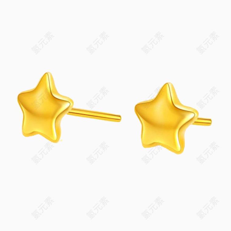 物语系列许愿星3D硬金足金耳钉潮宏基