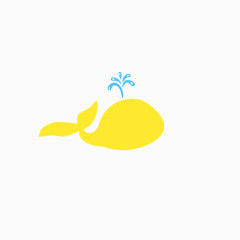 手绘黄色鲸鱼PNG素材