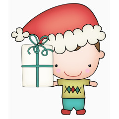 卡通小男孩送礼物