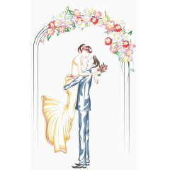 手绘结婚情侣