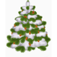 手绘圣诞树松子