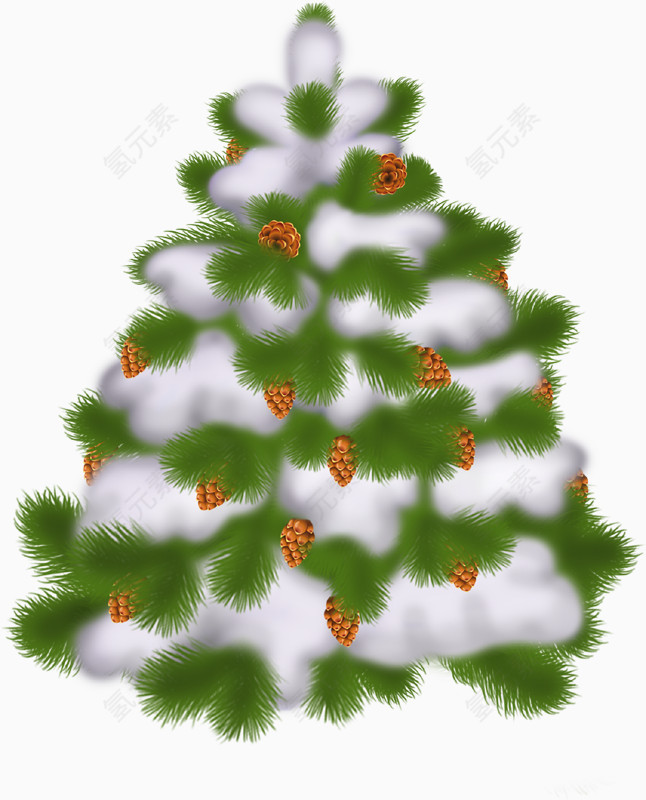 手绘圣诞树松子