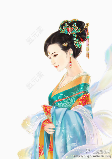 手绘古风配饰装饰矢量图