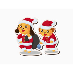 小狗圣诞节卡通矢量素材
