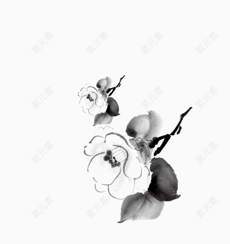 桃花树桃花桃花瓣水墨