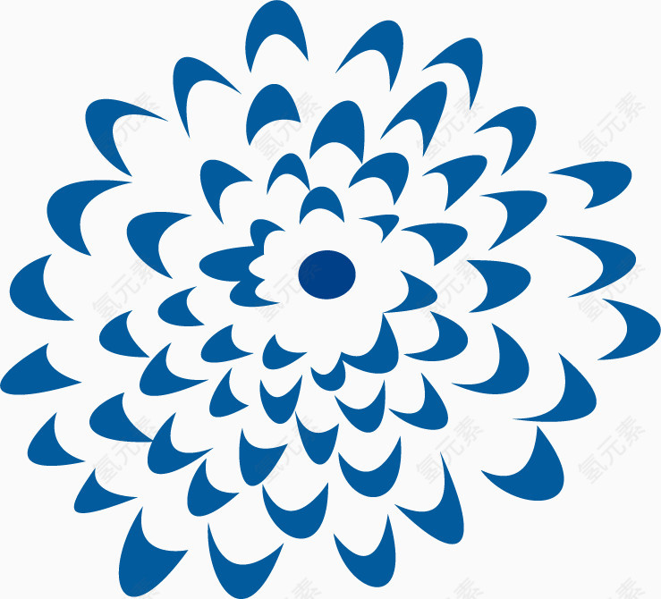 蓝色的矢量花朵装饰图案