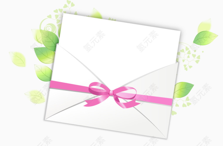 清新绿叶信封边框