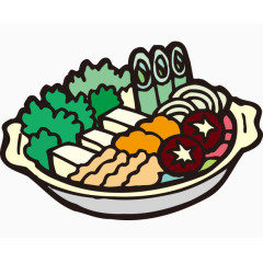 火锅水彩卡通手绘图标元素