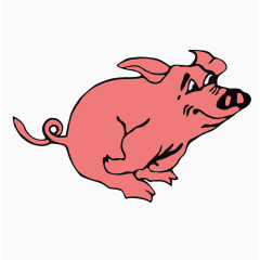 卡通手绘粉红色的小胖猪