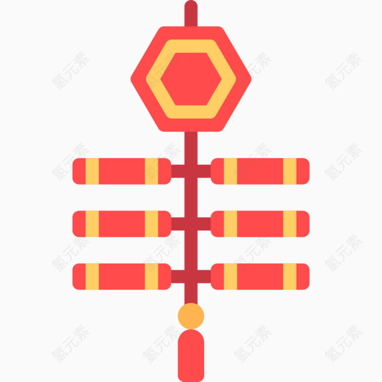 卡通迎新年图标炮竹