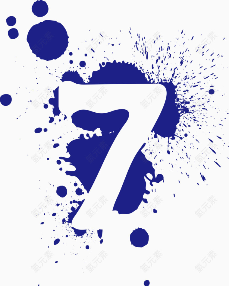  彩墨数字7图形