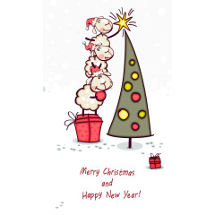 装扮圣诞树的绵羊矢量素材