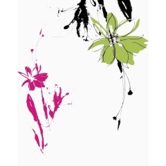 中国风格水墨花草花纹