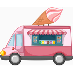 卡通矢量粉色雪糕车