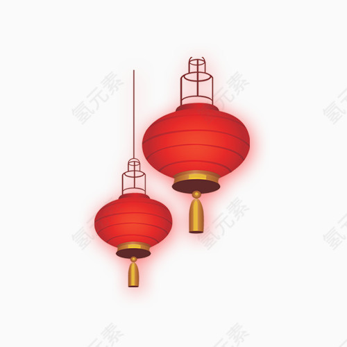 手绘喜庆红灯笼PNG素材