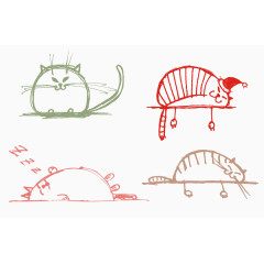 简笔画小猫集合元素