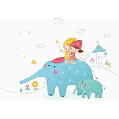 骑在大象身上的儿童