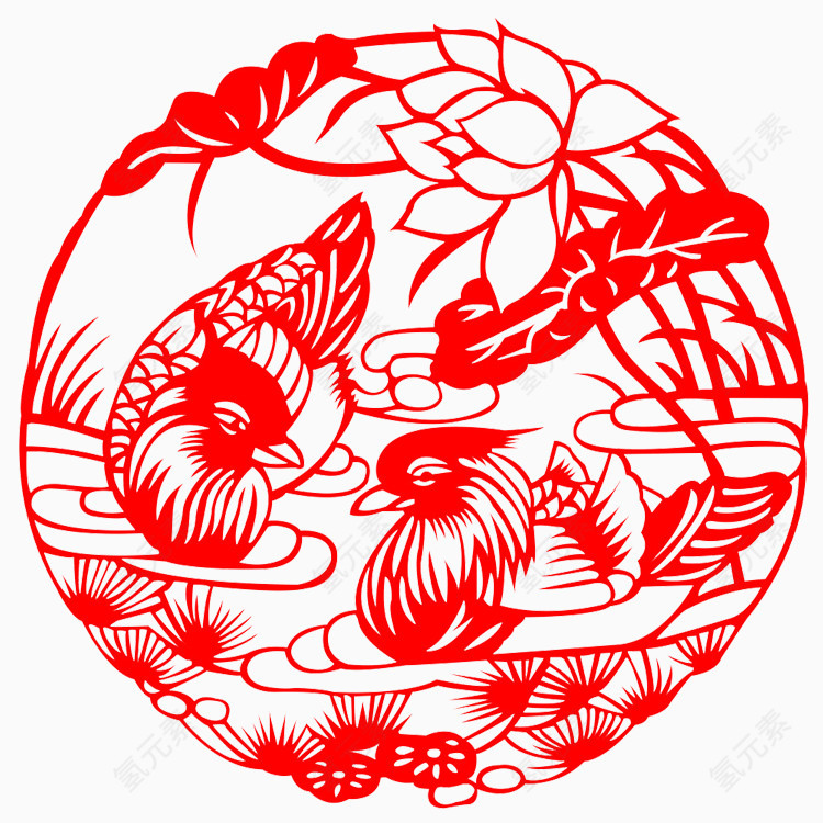 喜庆花鸟剪纸