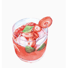 夏日元素一杯夏日草莓冷饮卡通手绘图标元素