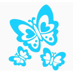 简易的蓝色蝴蝶元素