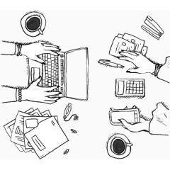 手绘公司职场办公工具