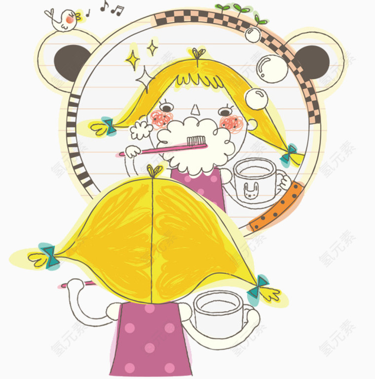 刷牙的女孩
