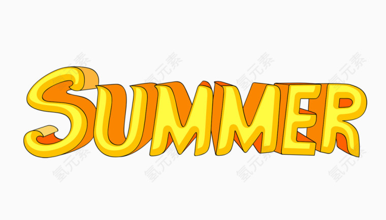 卡通英文字summer
