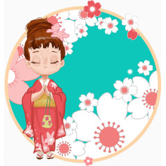 樱花节卡通场景装饰 元素