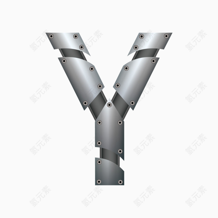金属质感字母字体Y