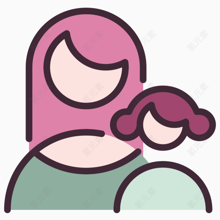 卡通手绘母女人物