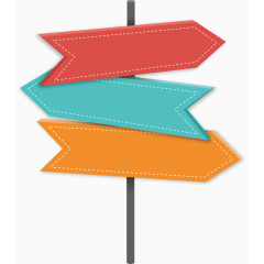 三色指示路牌卡通手绘