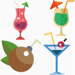 夏日果汁卡通手绘装饰元素图标元素