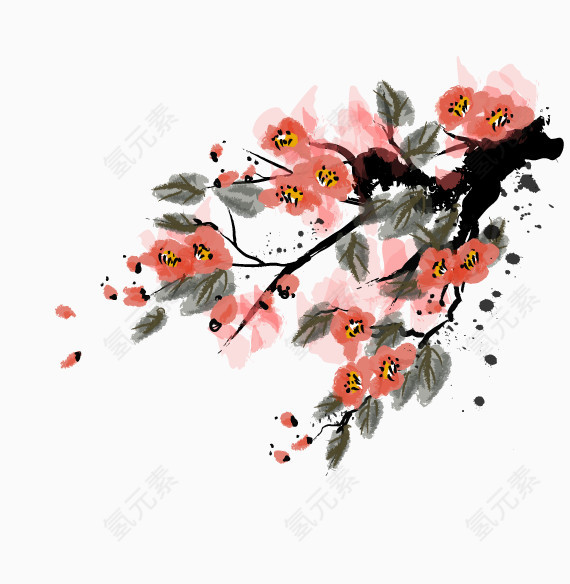 橘红色花枝