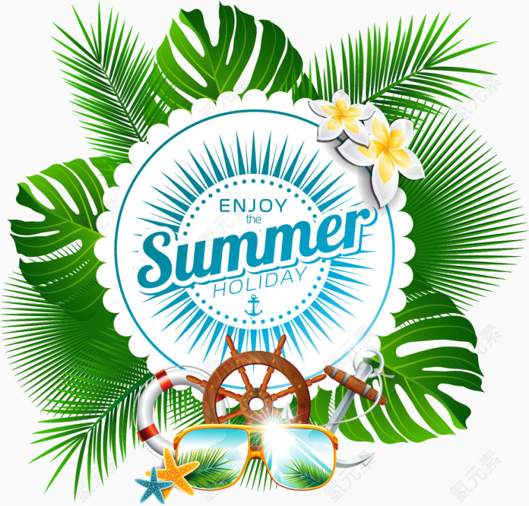 summer绿叶装饰png