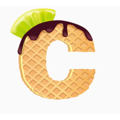 水果威化饼干英文字体字母C