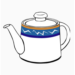 卡通手绘青花瓷茶壶