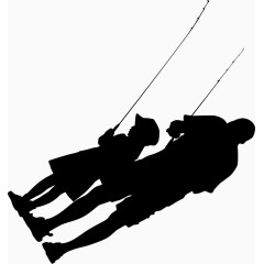 父亲节元素爸爸和孩子钓鱼卡通手绘装饰元素