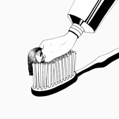 挤出的人形牙膏