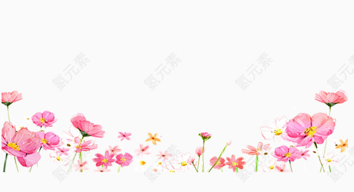 清新唯美手绘粉色花丛