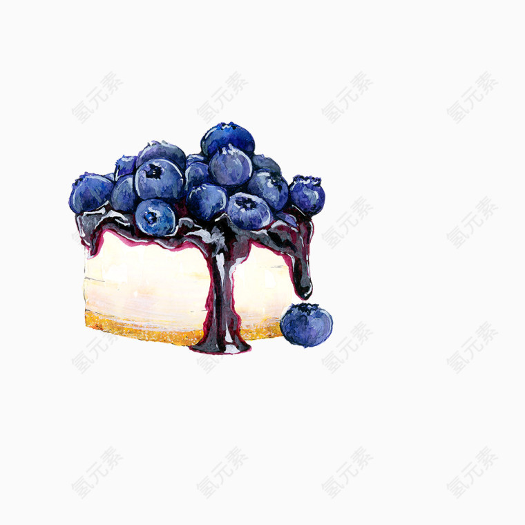 卡通手绘蓝莓蛋糕