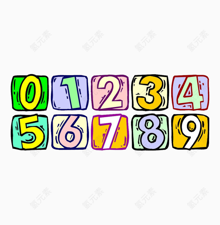 卡通创意阿拉伯数字艺术字