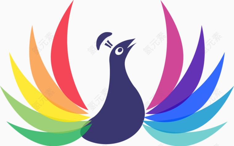 扁平的彩凤装饰