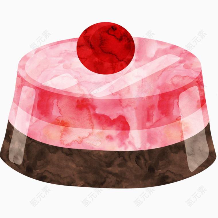 水彩画红色布丁