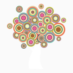 圆圈卡通许愿树素材