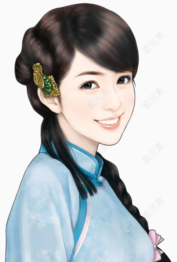 现代元素图案古风素描