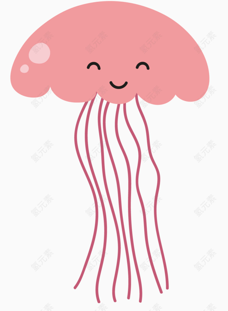 卡通手绘粉色可爱水母 