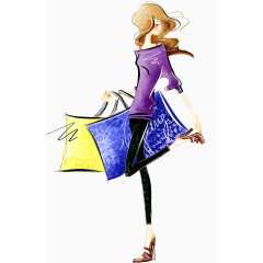 时尚卡通美女插画