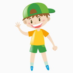 招手的小男孩