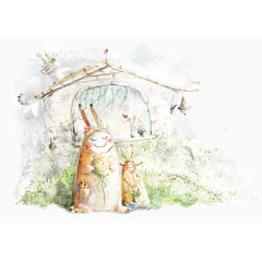 手绘清新小兔子的加插画